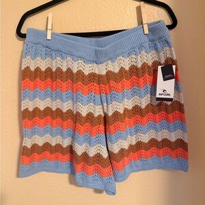 Rip Curl Women's Blue, Orange, and Brown Knit Shorts